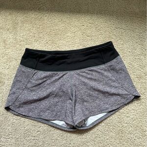 Lululemon speed up mid-rise lined short 4”, size 6 grey